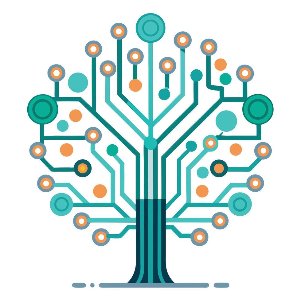 Design with Circuit Board Branches for Tech Tree vector