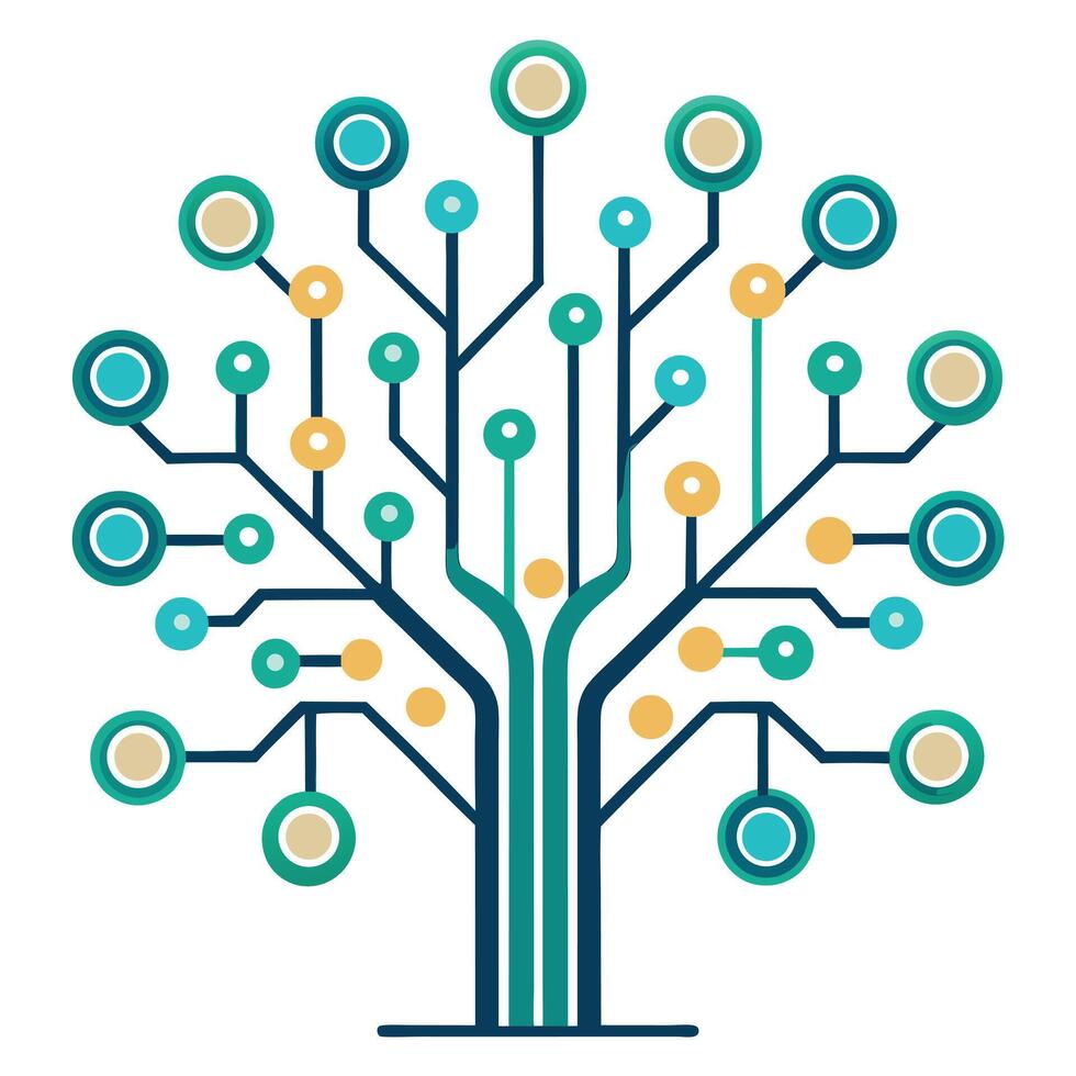 Circuit Board Branches for Tech Tree Create Design vector