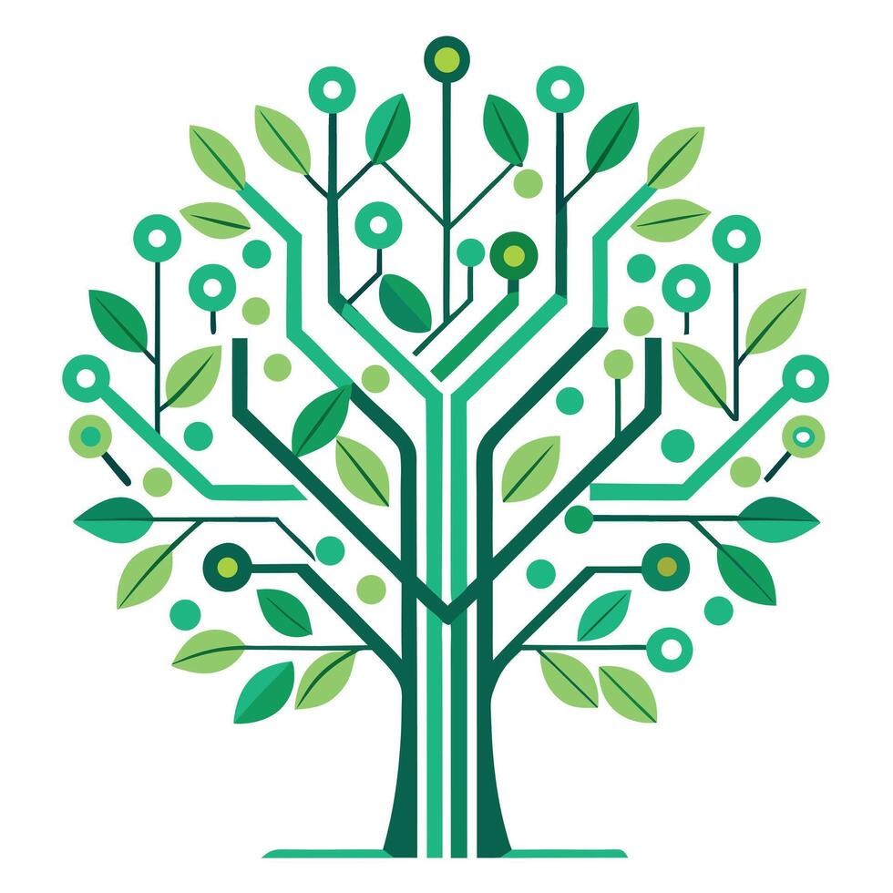 Circuit Board Pattern Leaves Create Design vector