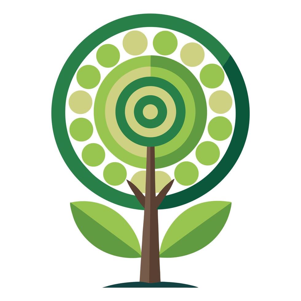 Circular Rings for Leaves for Flat Tree Design vector