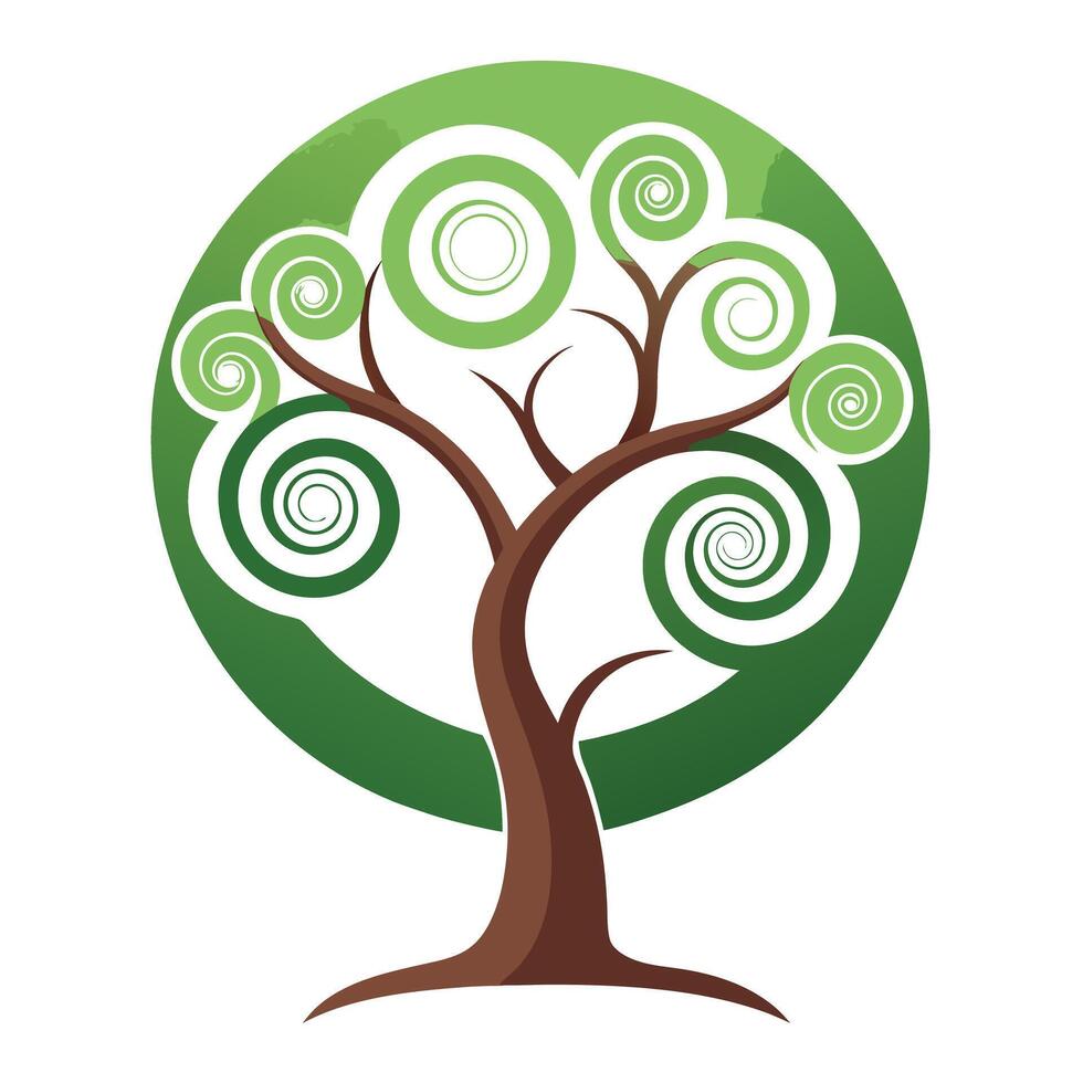 Circular Spiral Trunk Design for Flat Tree vector