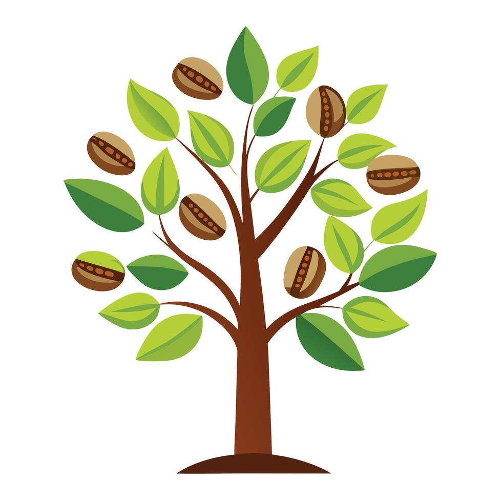 Coffee Bean Leaves for a Caffeine Tree Design for Flat Tree vector