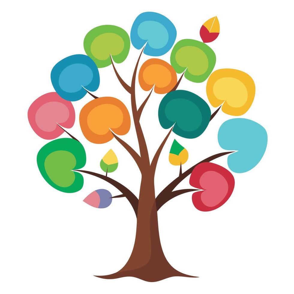 Imaginative Tree with Comic Speech Bubble Leaves in a Fantastical Design vector