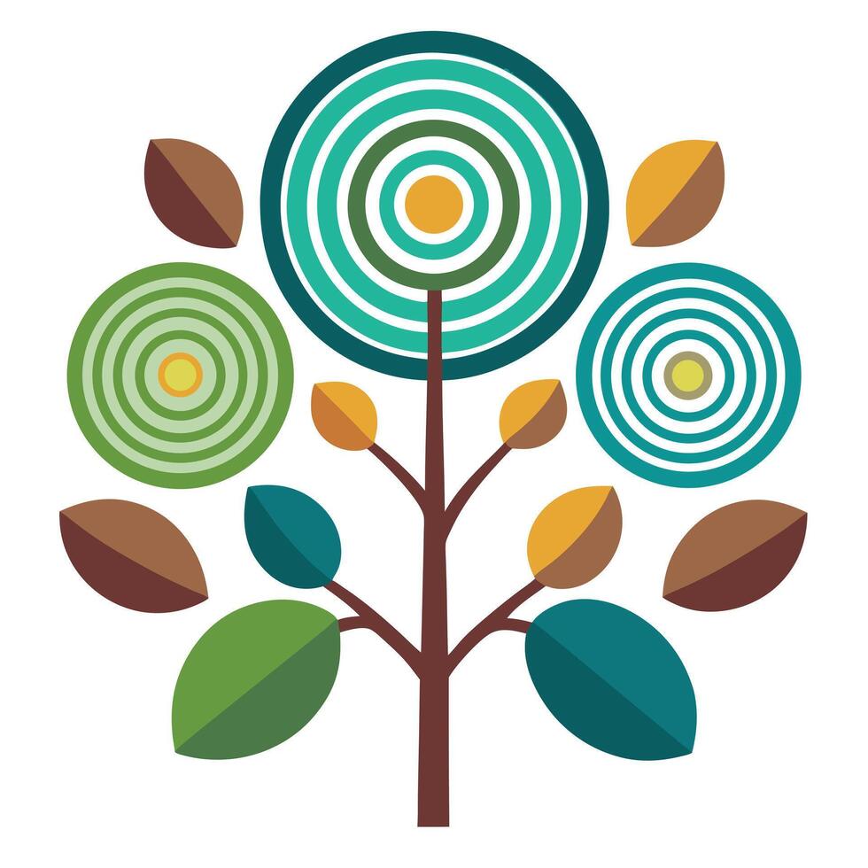 Concentric Circles as Leaves for Flat Tree Design vector