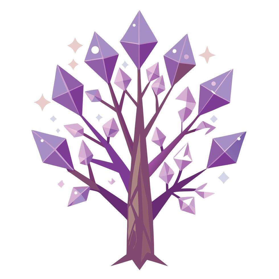Innovative Tree with Crystals as Branches in a Modern Style vector