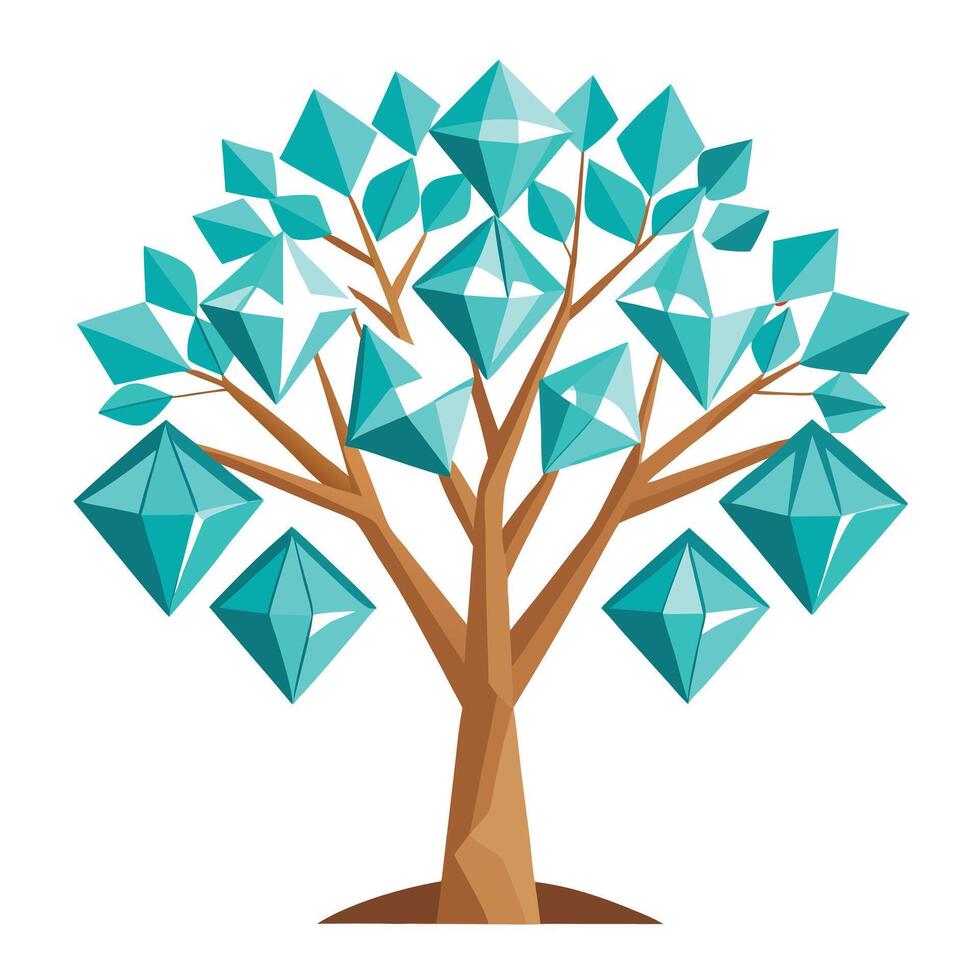 Innovative Tree with Diamond-Cut Leaves in a Modern Style vector