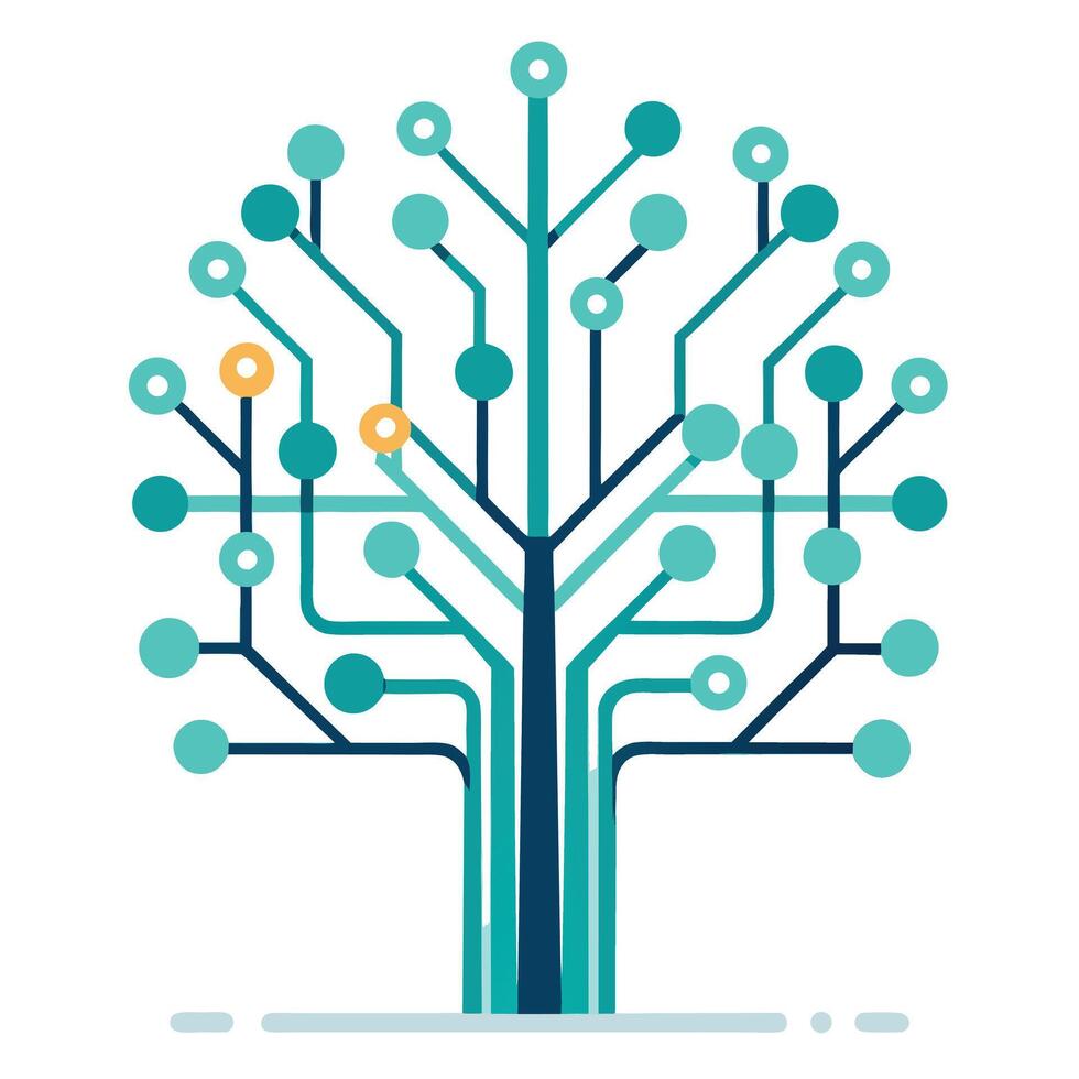 Unique Tree with Digital Circuit Branches in a Modern Design vector