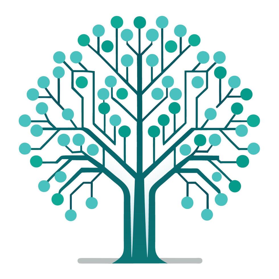 Artistic Tree with Digital Code as Branches in a Colorful Design vector