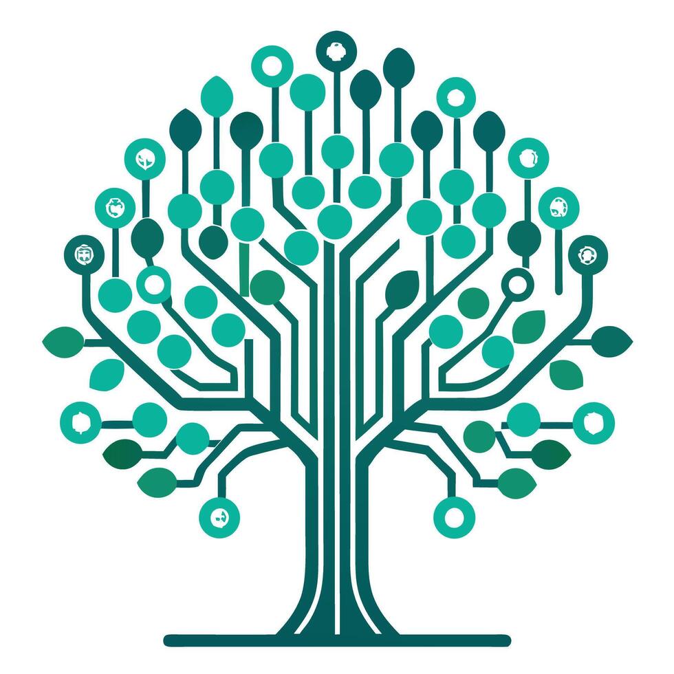 Innovative Tree with Digital Code as Branches in a Modern Style vector