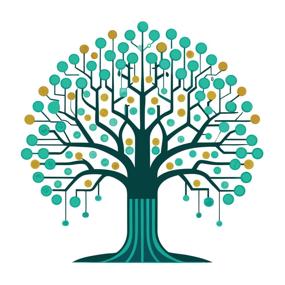 Unique Tree with Digital Code as Branches in a Modern Design vector
