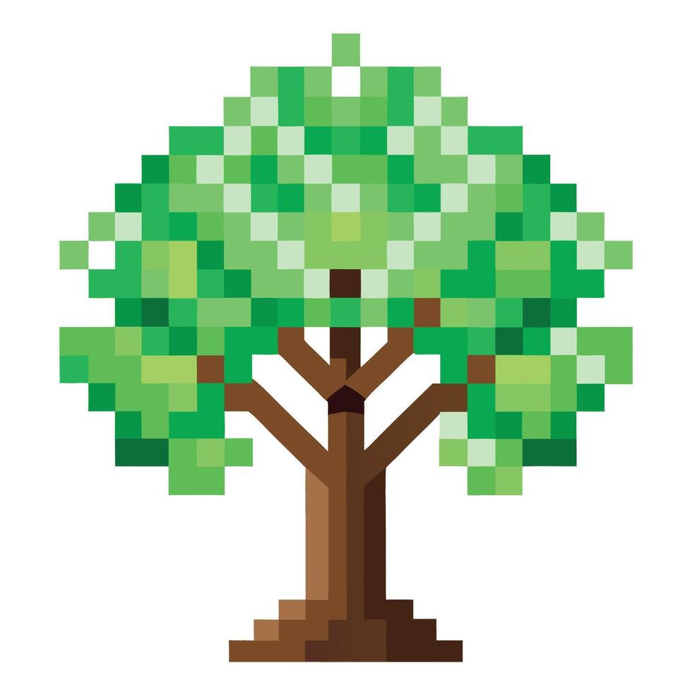 Unique Tree with Digital Pixel Leaves in a Modern Design vector