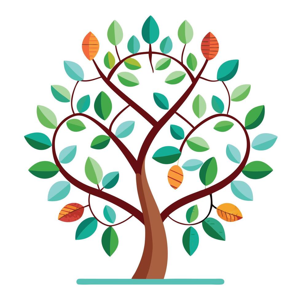 Unique Tree with DNA Strand Branches and Molecule Leaves Art Design vector