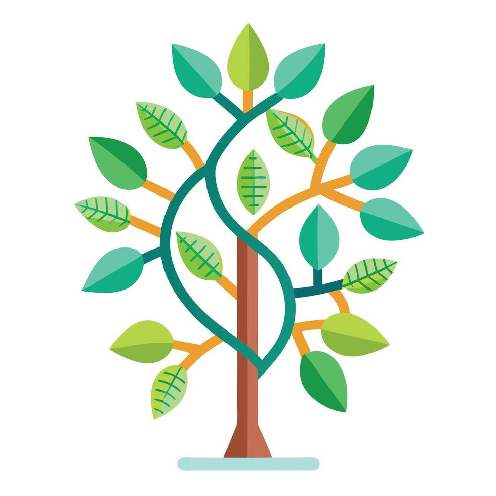 Artistic Combination Molecular DNA Leaf Biology Designing Artwork vector
