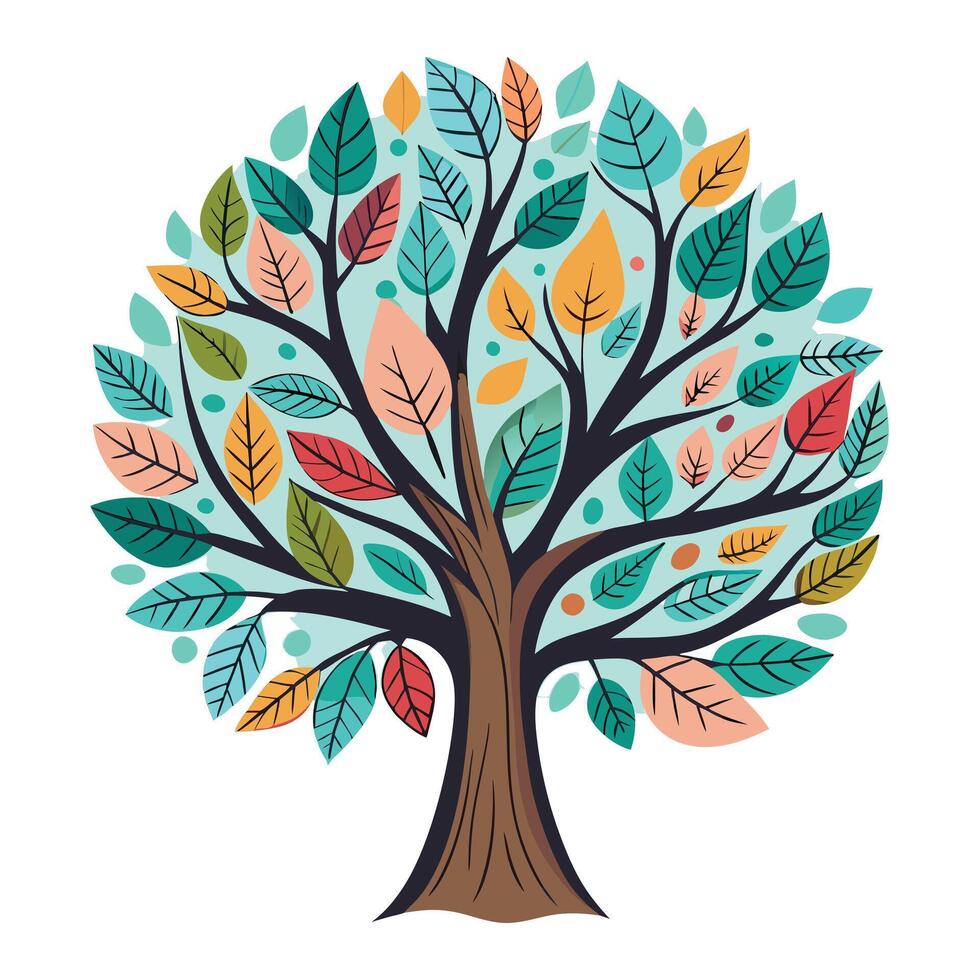 Imaginative Creation Tree with Doodle Style Scribble Design Whimsy vector