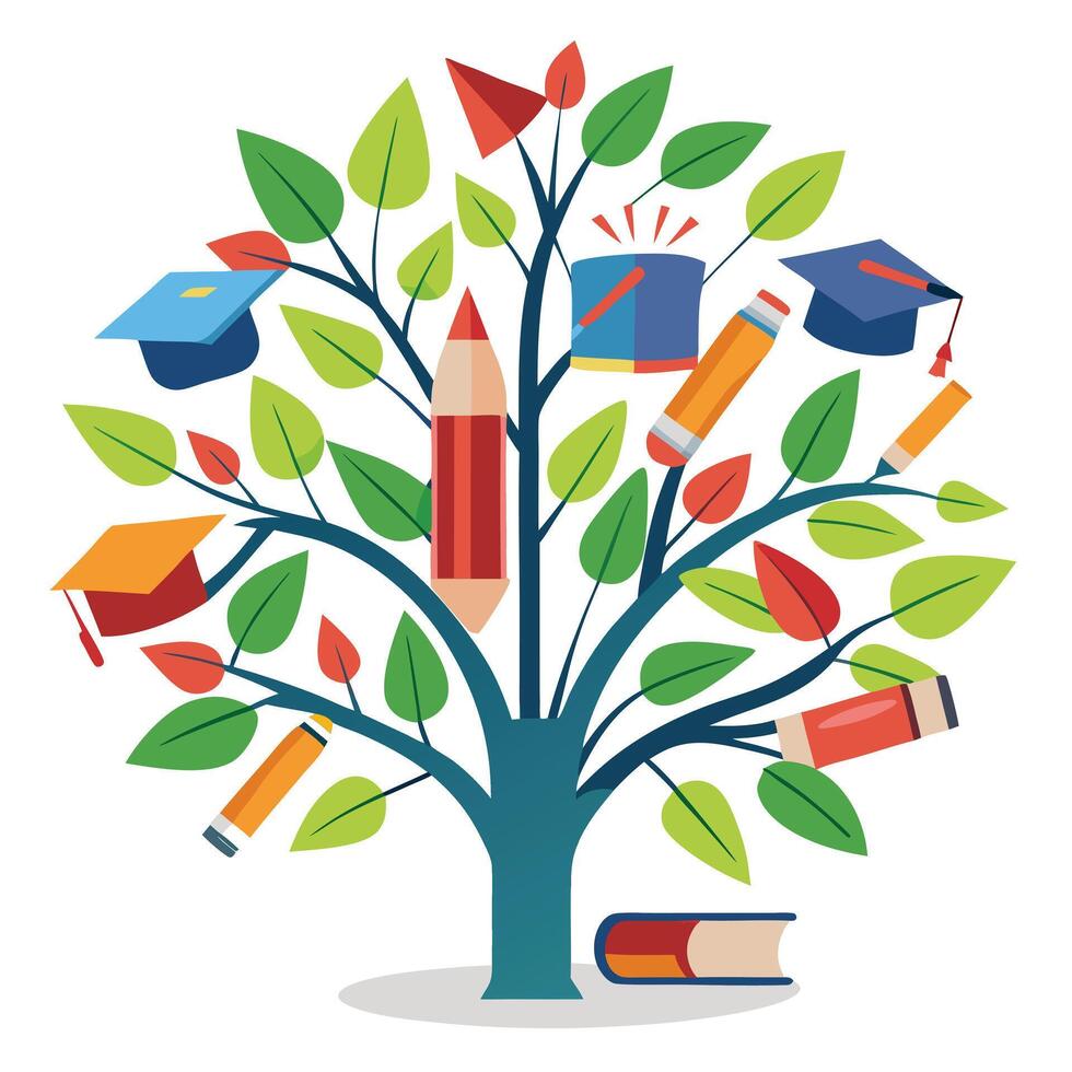 Educational Book Leaves for Flat Tree Design vector