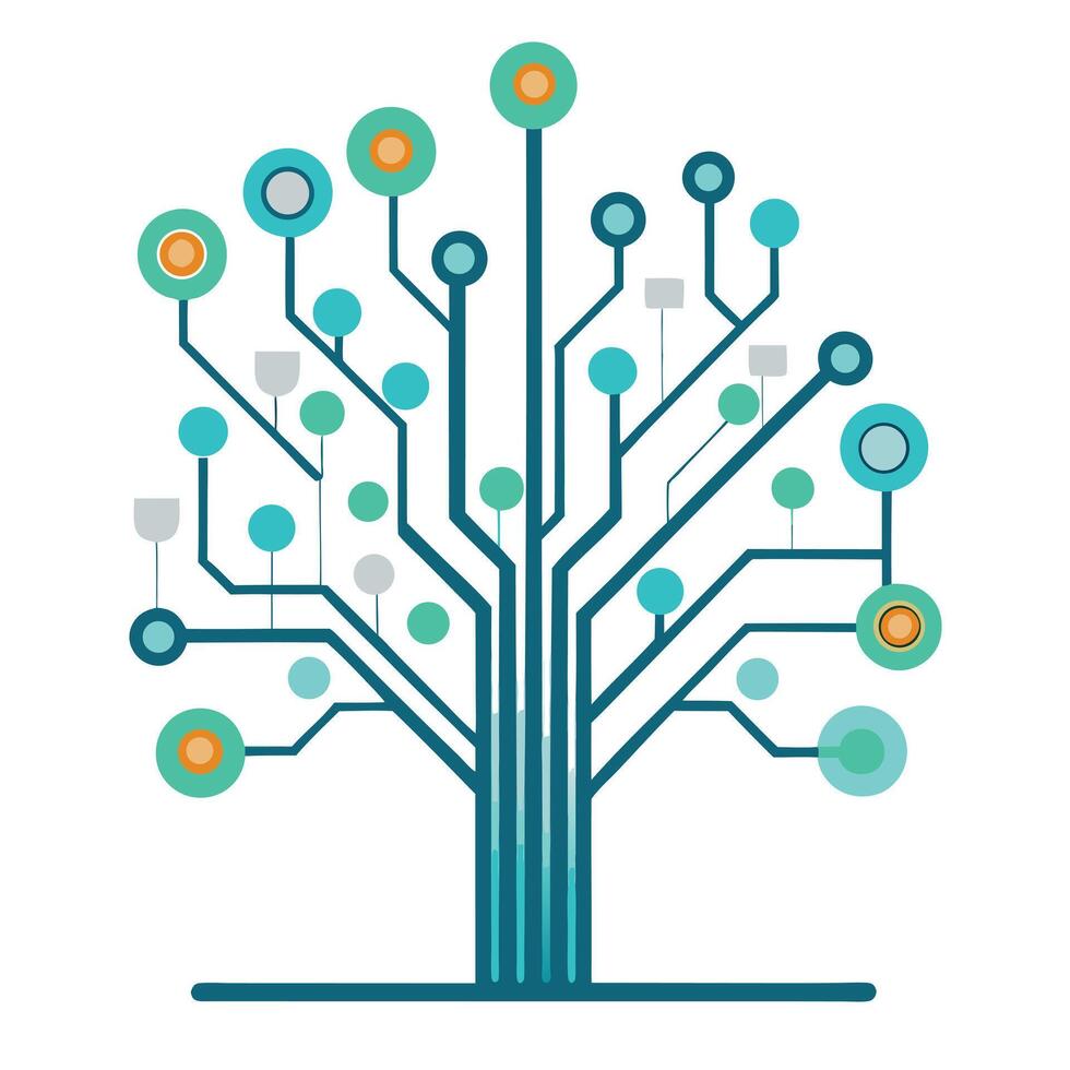 Electric Circuit Branches for Flat Tree Design Style vector