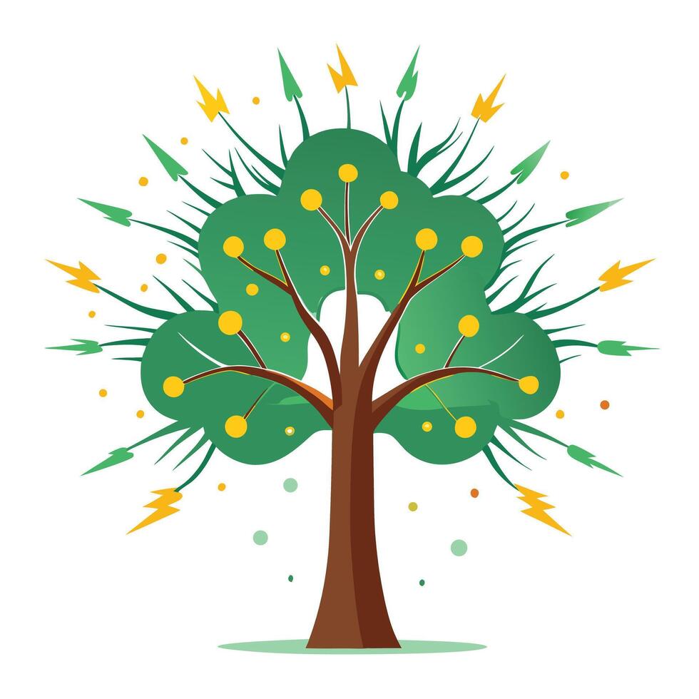 Create Electric Sparks in the Branches for Flat Design vector