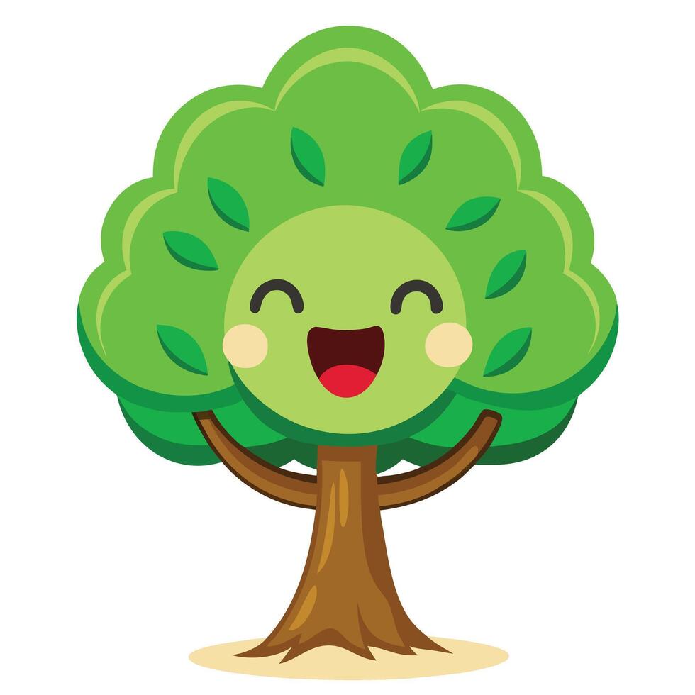 Design Emoji Expression Leaves for Flat Tree Style vector