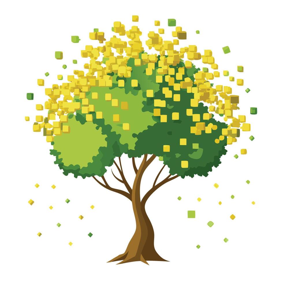Fading Pixel Leaves for Flat Tree Design vector