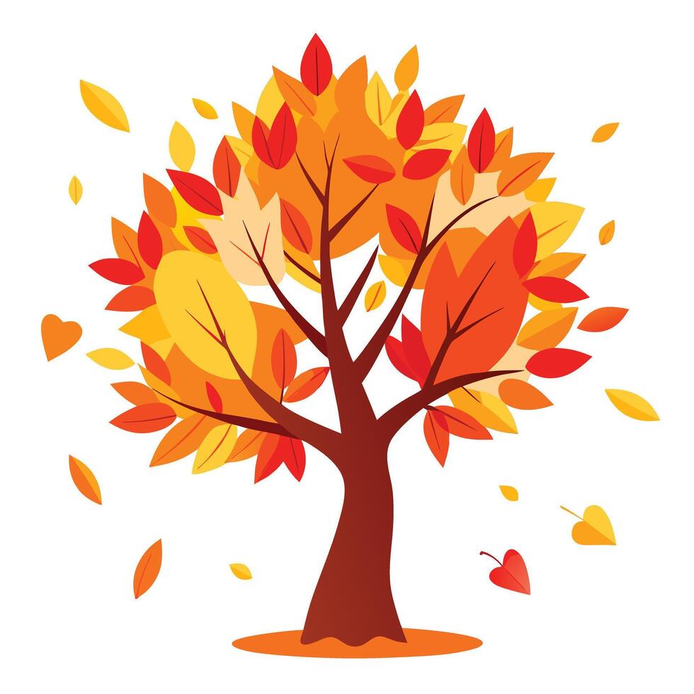 Falling Autumn Paper Cut Leaves Create Design for Flat Tree Style vector
