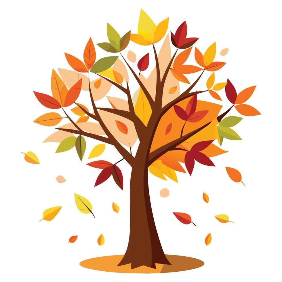 Falling Autumn Paper Cut Leaves for Flat Tree Design vector