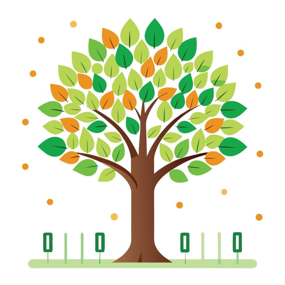 Falling Binary Code Leaves for a Digital Tree Design for Flat Tree vector