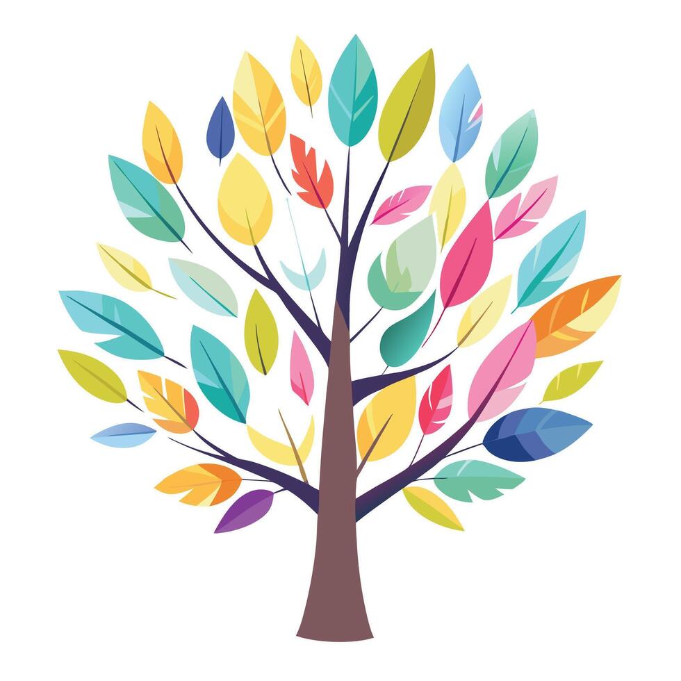 Generate Feather Leaves for Flat Tree Style vector