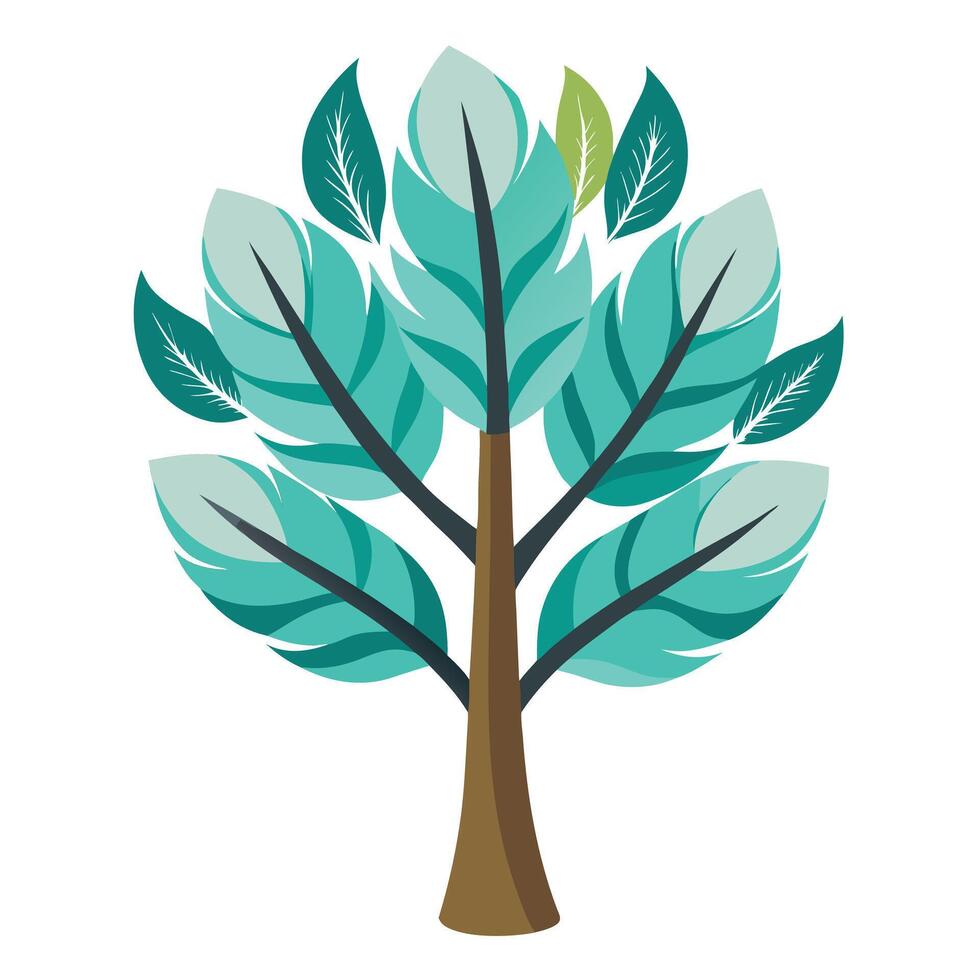 Imaginative Tree with Feather-Like Leaves in a Fantastical Design and Isolated on a white Background vector