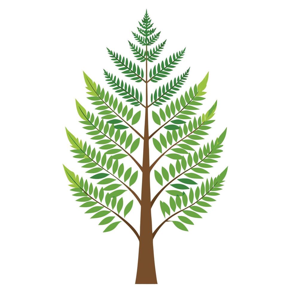 Artistic Tree with Fern Leaves as Branches in a Colorful Design vector