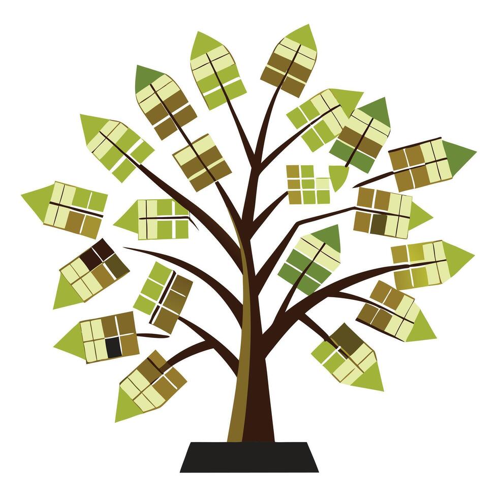 Unique Tree with Filmstrip Leaves in a Whimsical Design vector