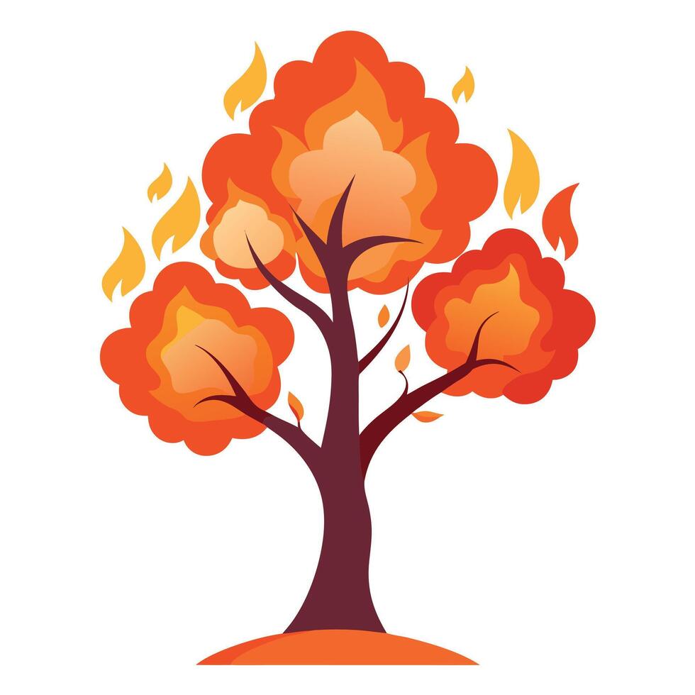 Innovative Tree with Fire and Smoke Leaves in a Modern Style vector