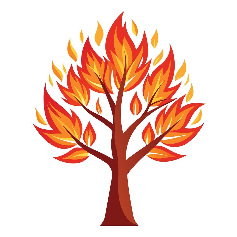 Fire Flame Leaves Design for Flat Tree Style vector
