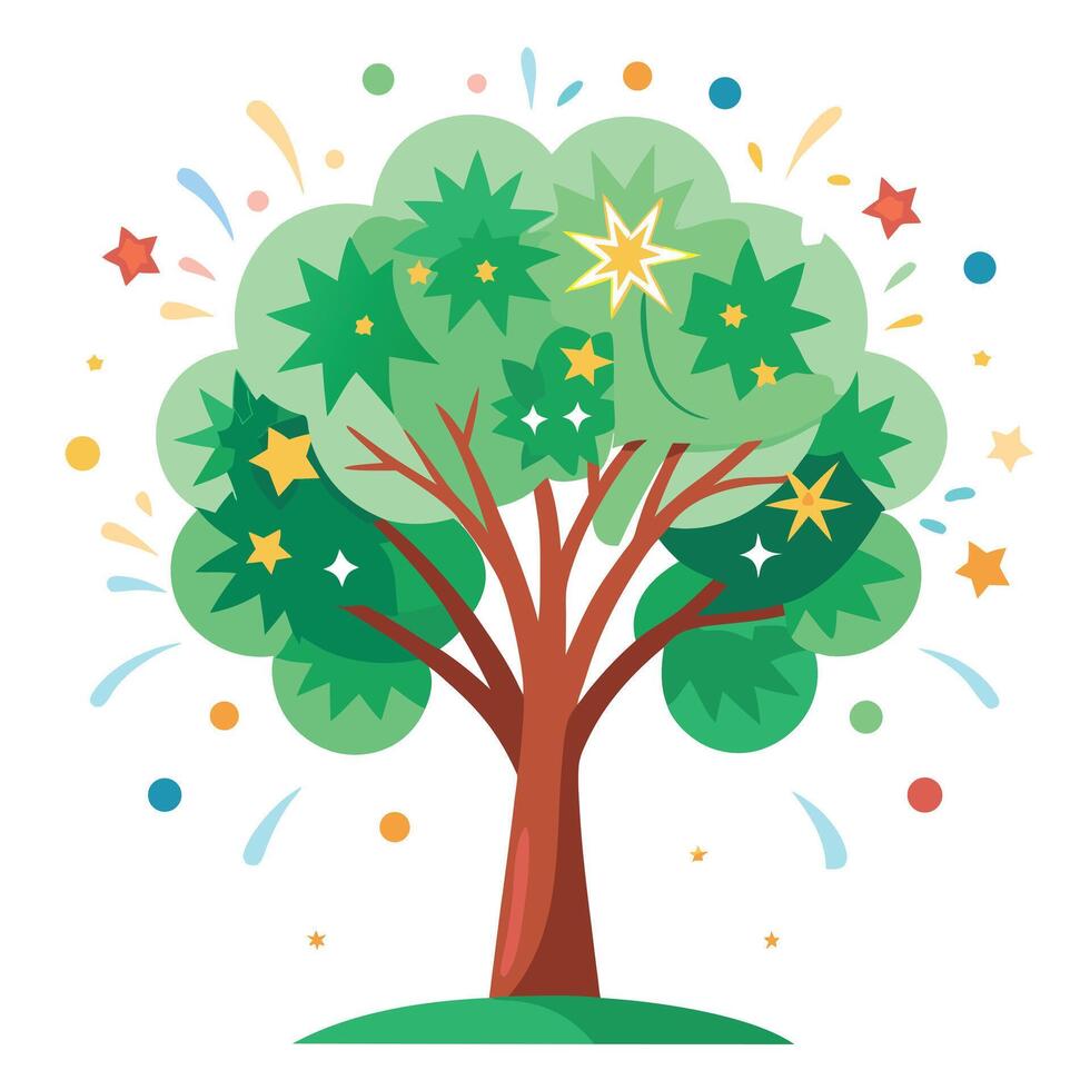Fireworks Explosion Leaves for Flat Tree Design vector