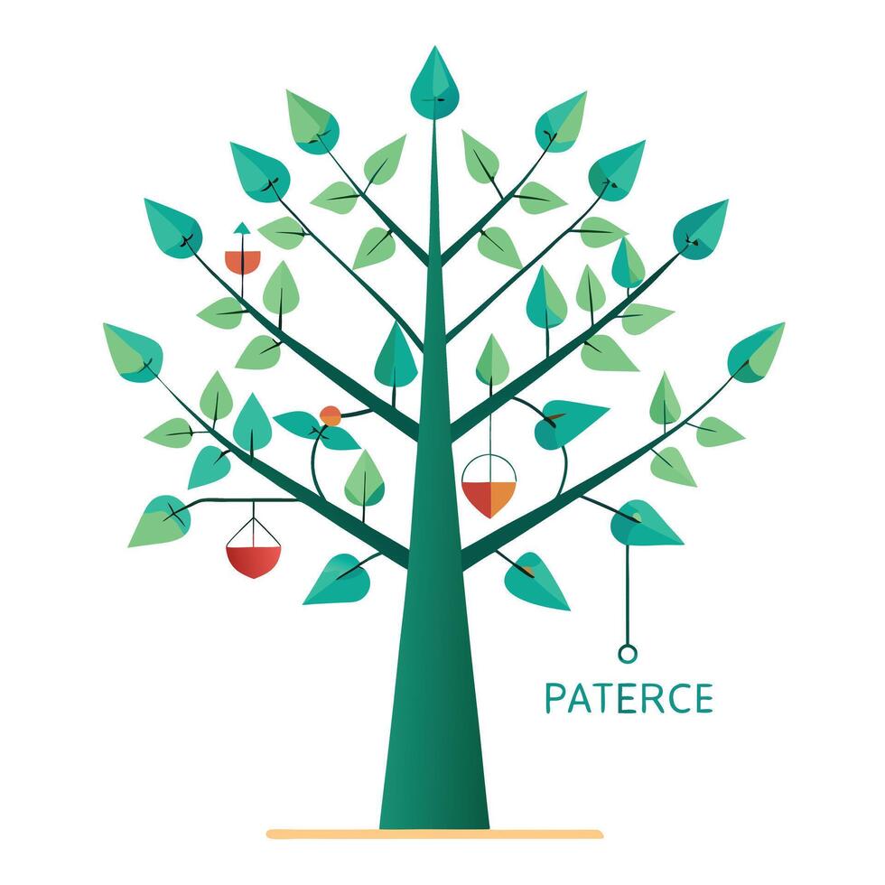 Fishing Hook and Net Leaves Generate Design for Flat Tree vector