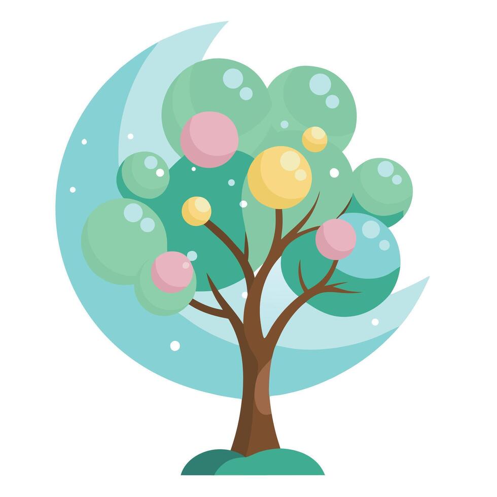 Floating Bubble Leaves for a Dreamy Tree Design for Flat Tree vector