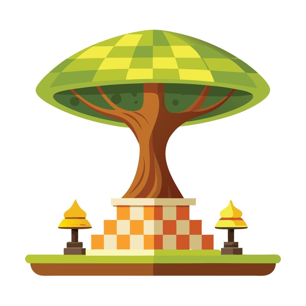 Design with Floating Chessboard Canopy for Flat Tree vector