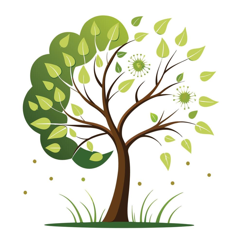Design Floating Dandelion Seeds as Leaves for Flat Tree Style vector