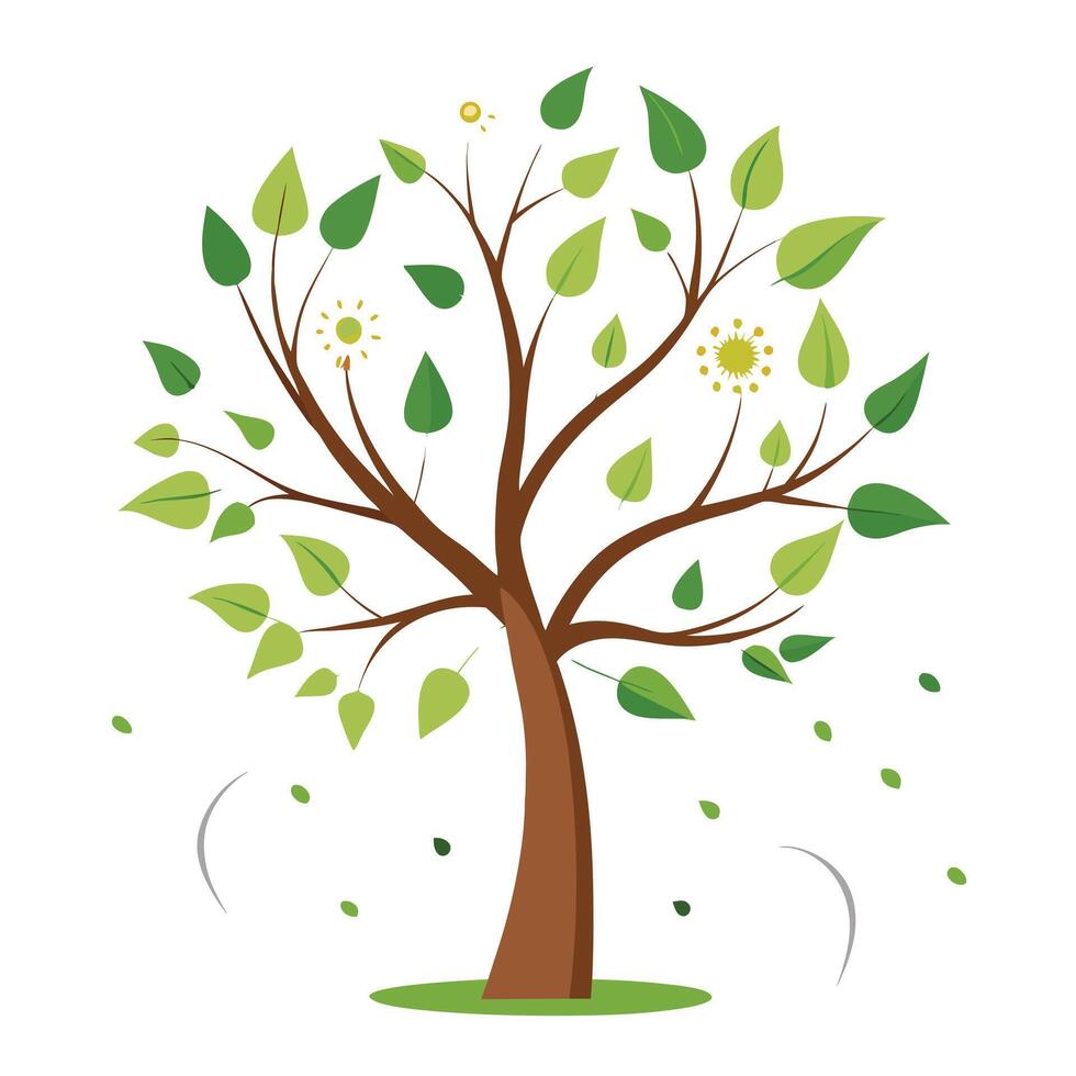 Floating Dandelion Seeds as Leaves for Flat Tree Design Style vector