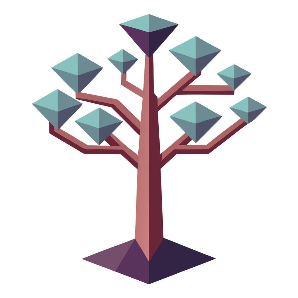 Floating Geometric Branches Create Design for Flat Tree Style vector
