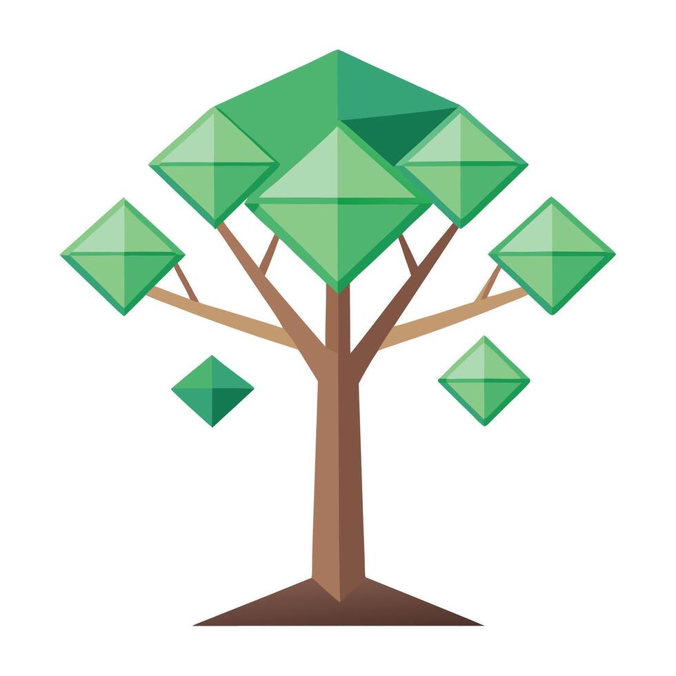 Design Floating Geometric Leaf Shapes for Flat Tree Style vector