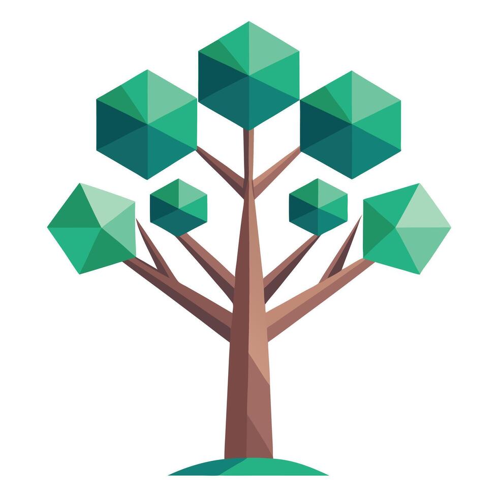 Floating Geometric Branches for Flat Tree Design Style vector