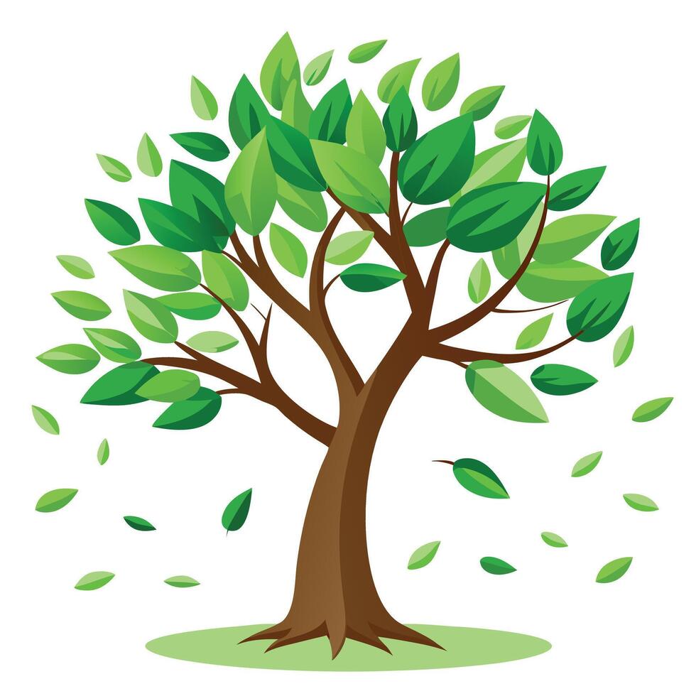 Design Floating Leaf Canopy for Flat Tree Style vector
