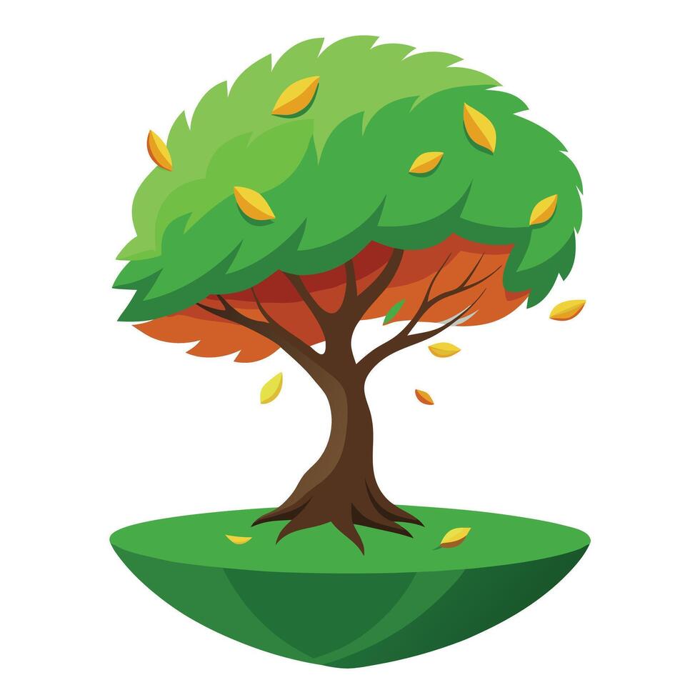 Flat Tree Design with Floating Leaf Canopy Style vector