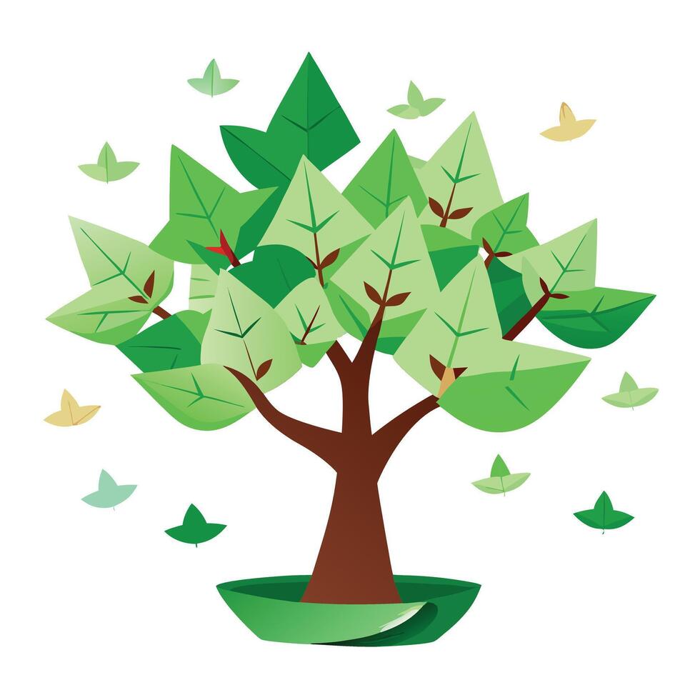 Generate Floating Paper Boats as Leaves for Flat Tree Style vector