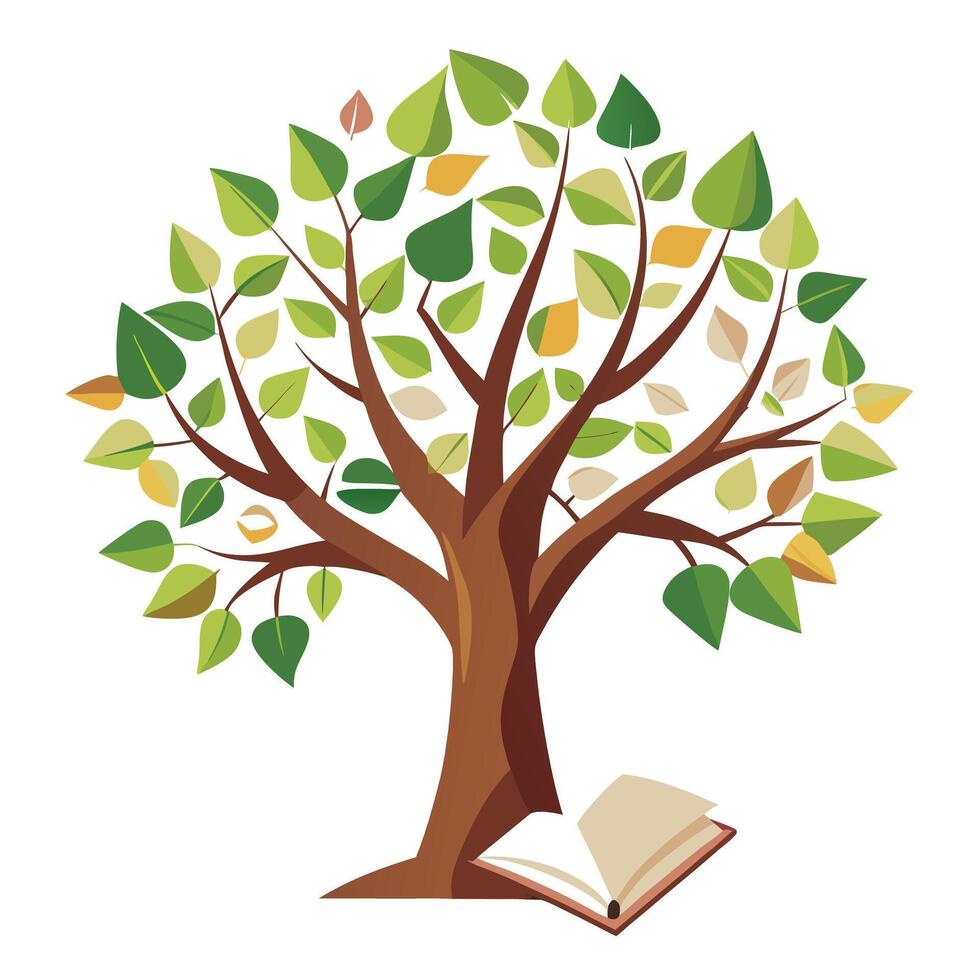 Design Floating Paper Leaves for a Literary Tree for Flat Tree Style vector