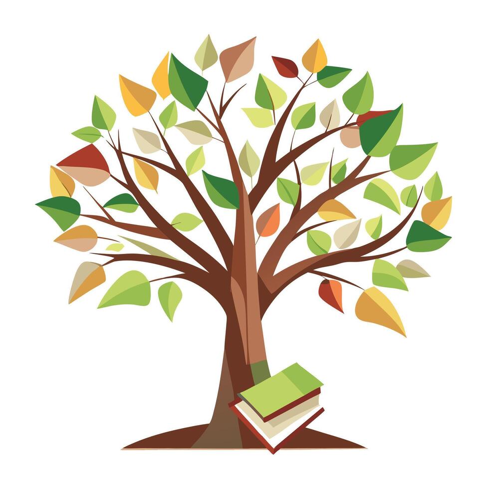 Floating Paper Leaves for a Literary Tree Design for Flat Tree Style vector