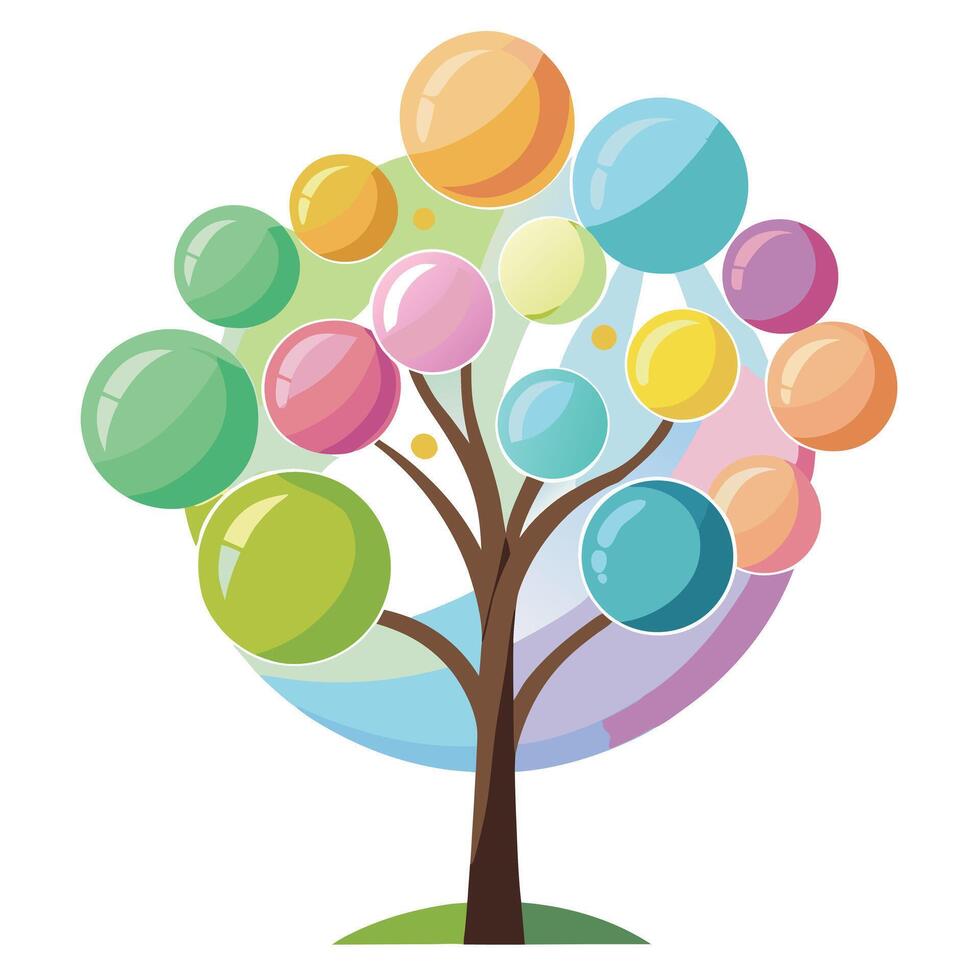 Design Floating Soap Bubble Leaves for Flat Tree Style vector