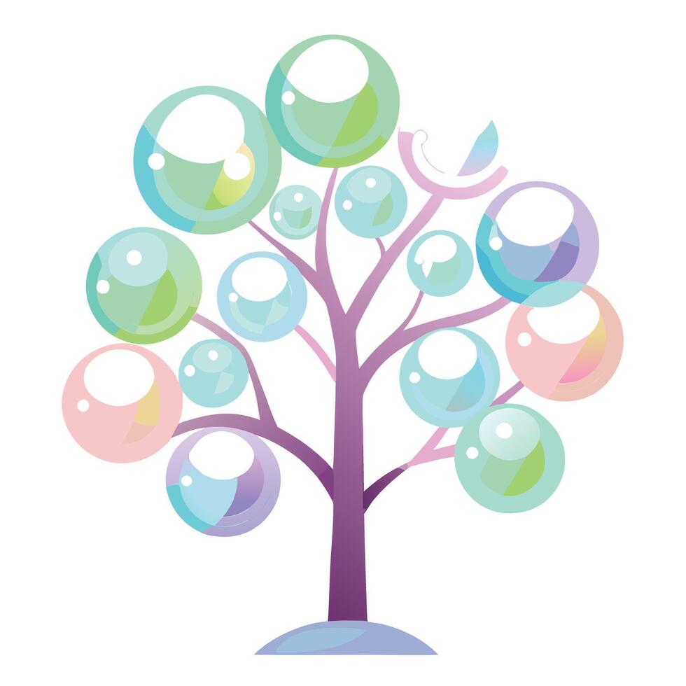 Floating Soap Bubble Leaves Create Design for Flat Tree Style vector