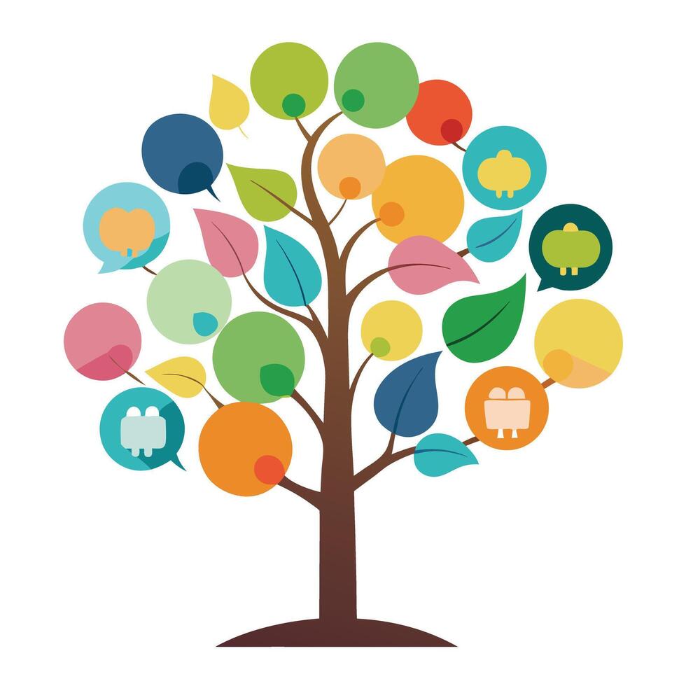 Generate Floating Speech Bubble Leaves for Flat Tree Style vector