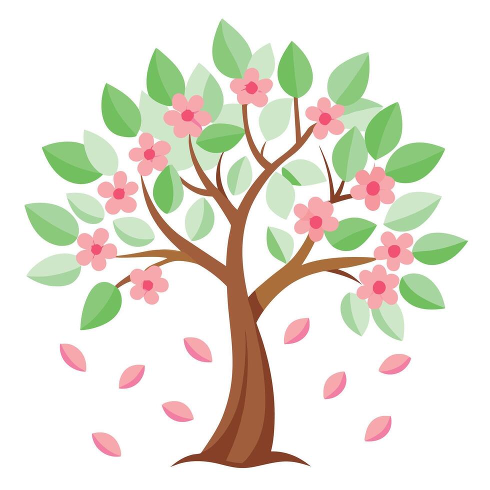 Create Flower Petals as Leaves for Flat Tree Style vector